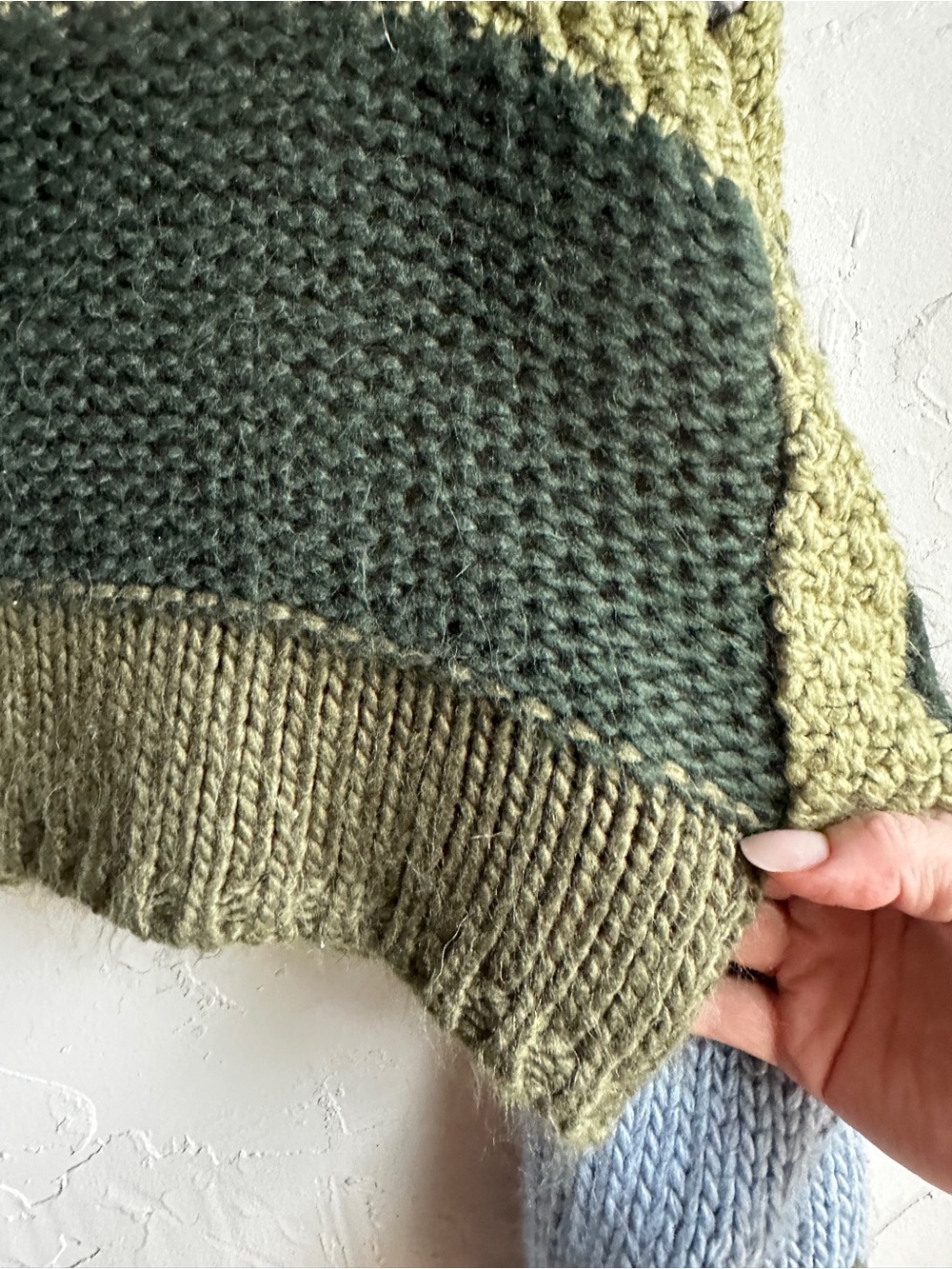Lelis Cropped Chunky Knit Sweater Colorblock Cottagecore Grunge Cozy Lounge XS - Picture 6 of 11